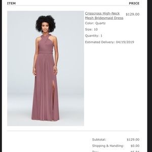 Criss cross high neck mesh David’s bridal bridesmaid dress